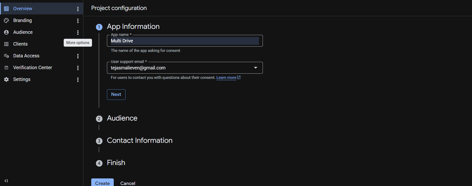Fill app configuration in consent screen